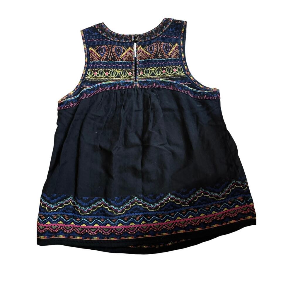 Akemi + Kin Anthropologie Mesa Embroidered Sleeveless CottonTop sz 4 Boho Beaded - Picture 5 of 10